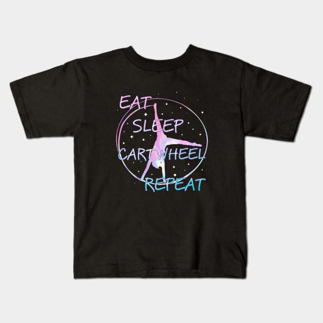 Eat Sleep Cartwheel Repeat Gymnast Girl Kids T-Shirt by Foxxy Merch